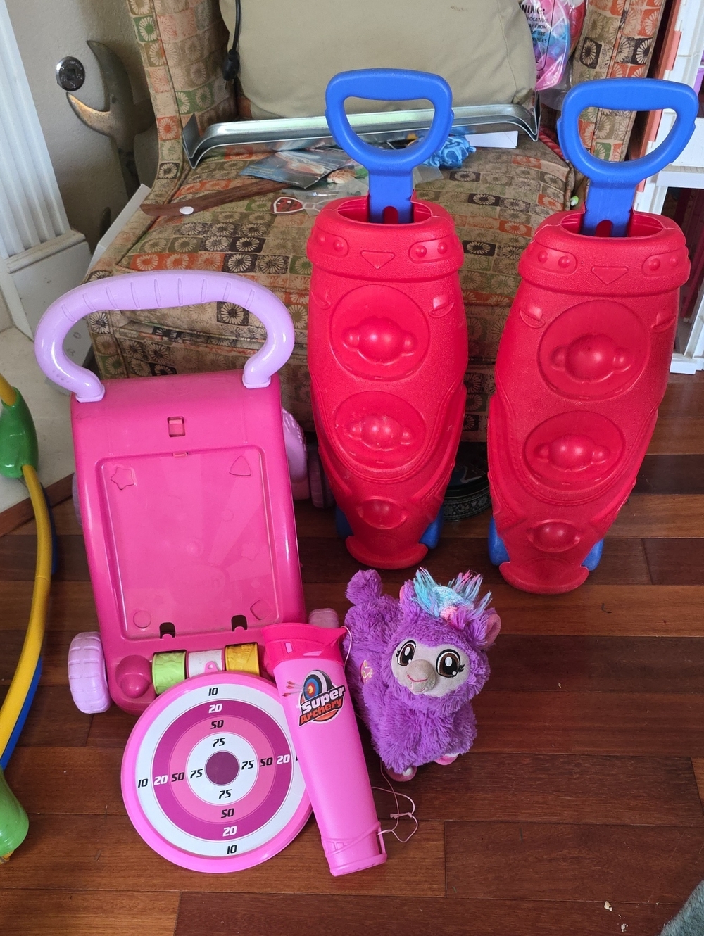 Kids Pink and Red Ride-On & Play Set with Plush - Unbranded